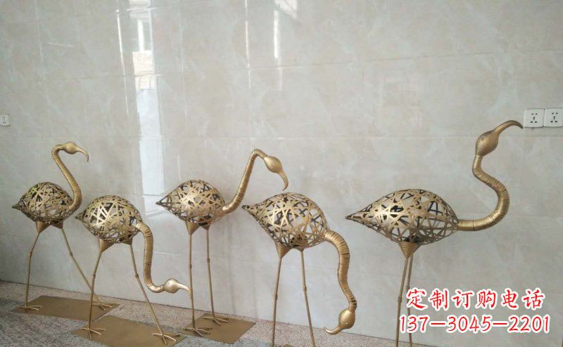 张掖不锈钢抽象火烈鸟动物雕塑