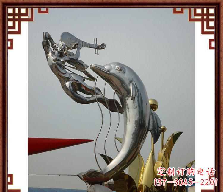 张掖活力满满的海豚雕塑