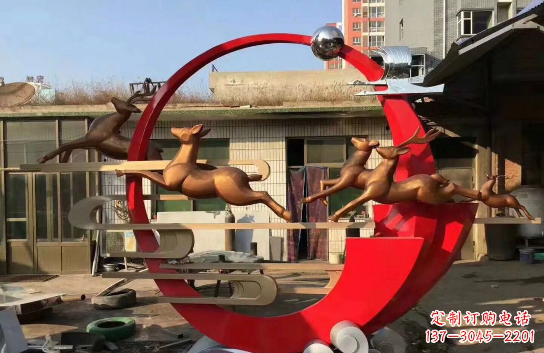 张掖高端不锈钢梅花鹿雕塑
