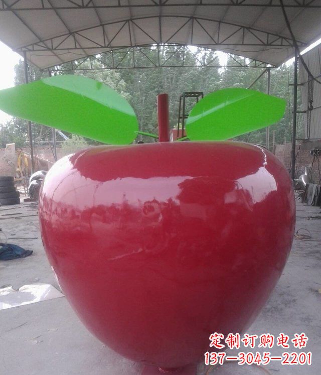 张掖黑凤凰不锈钢苹果景观雕塑