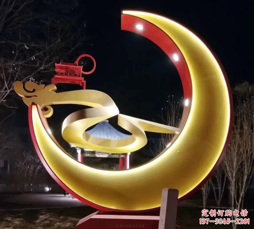 张掖精致不锈钢月亮雕塑