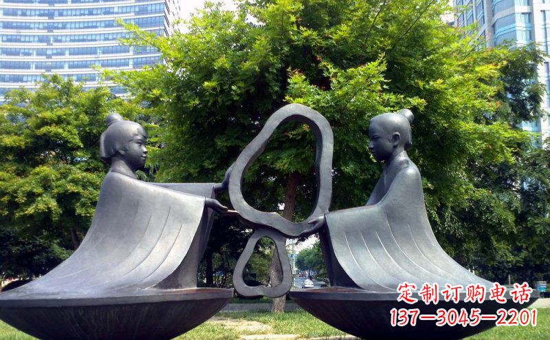 张掖特色铜雕-孔融让梨雕塑