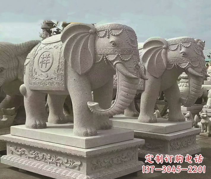 张掖精美大象大理石雕塑