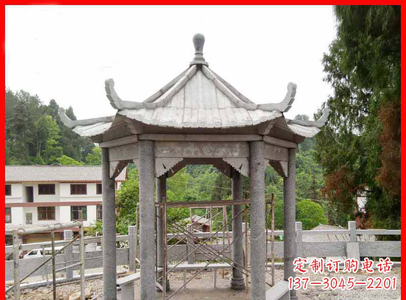张掖精美大理石六角石凉亭雕塑