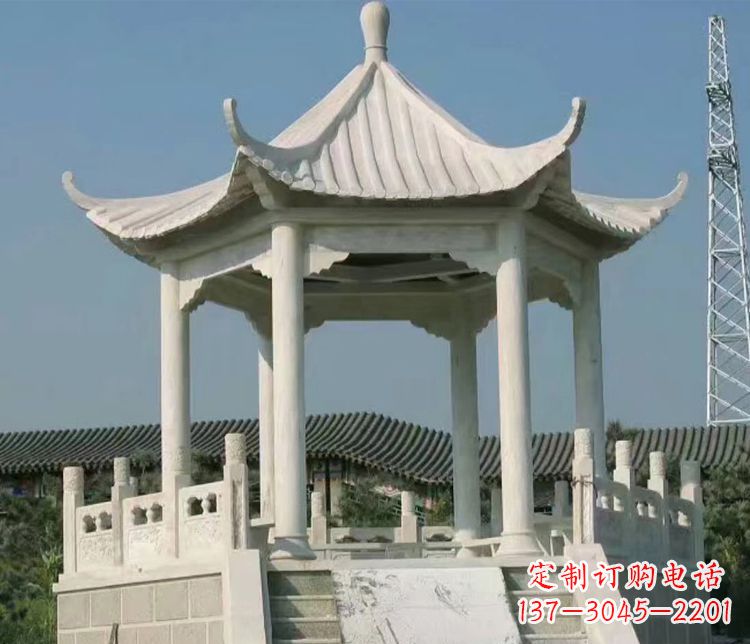张掖极具视觉冲击力的大理石六角石凉亭雕塑