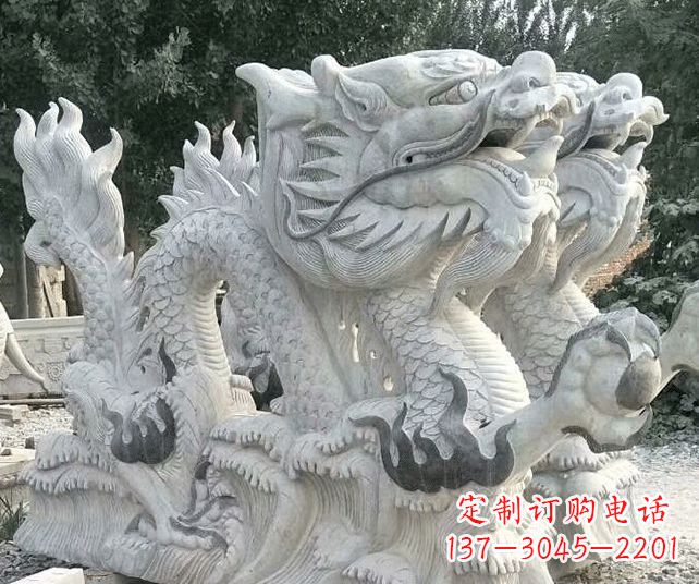 张掖优雅古典大理石生肖龙雕塑