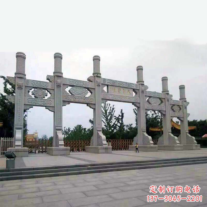 张掖精美牌坊雕塑,让公园大门更加精致
