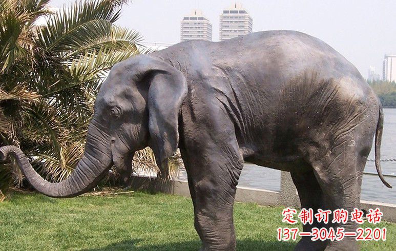 张掖公园大象铜雕塑