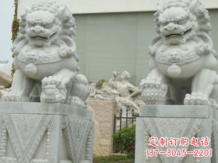 张掖高端大理石狮子石雕