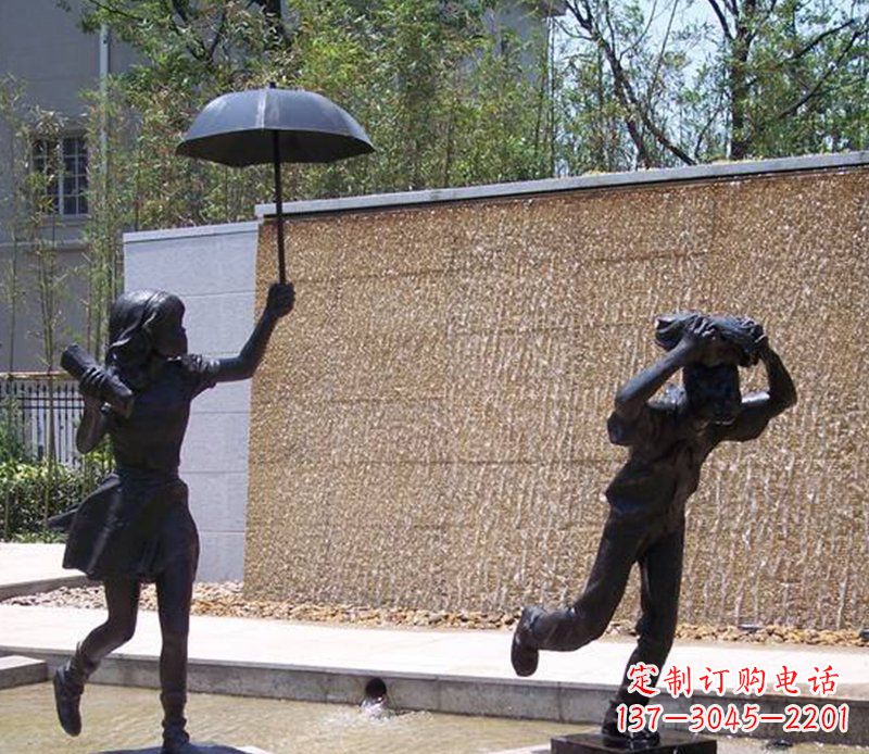 张掖抗风雨小男孩铜雕