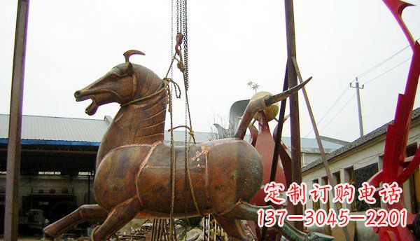 张掖公园仿古马动物铜雕