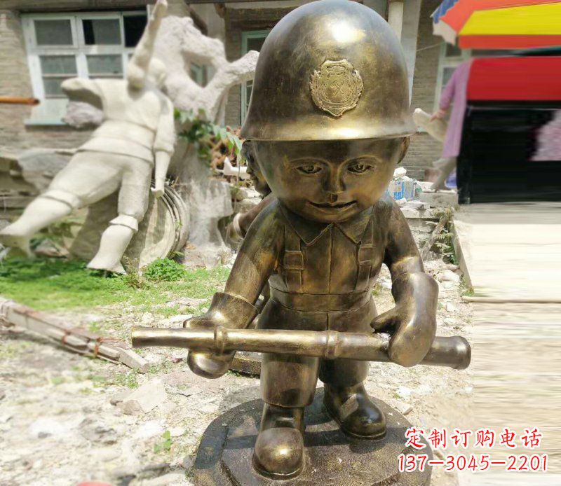 张掖精致细腻的交通警察铜雕