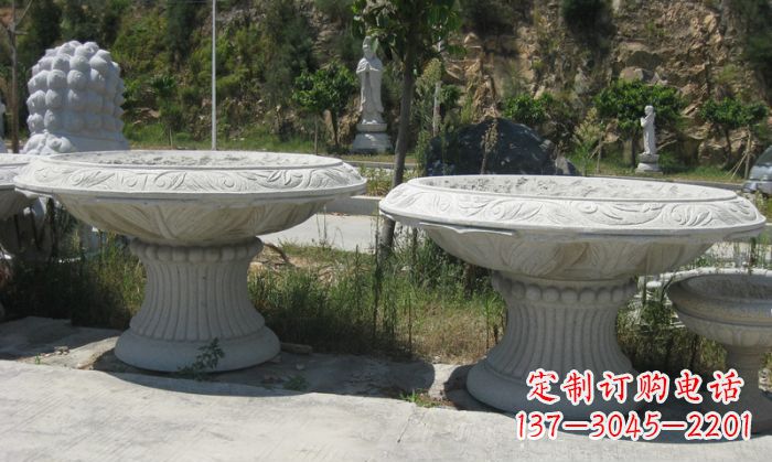 张掖美轮美奂的大理石花盆雕塑