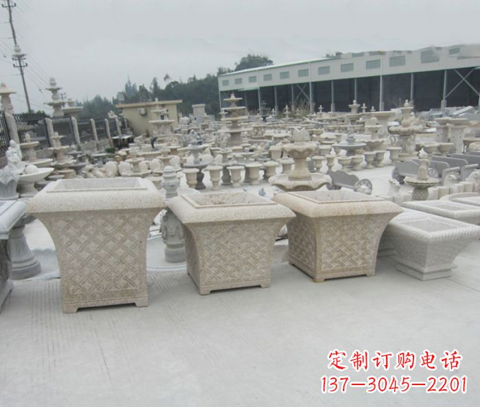 张掖优雅花盆大理石雕塑