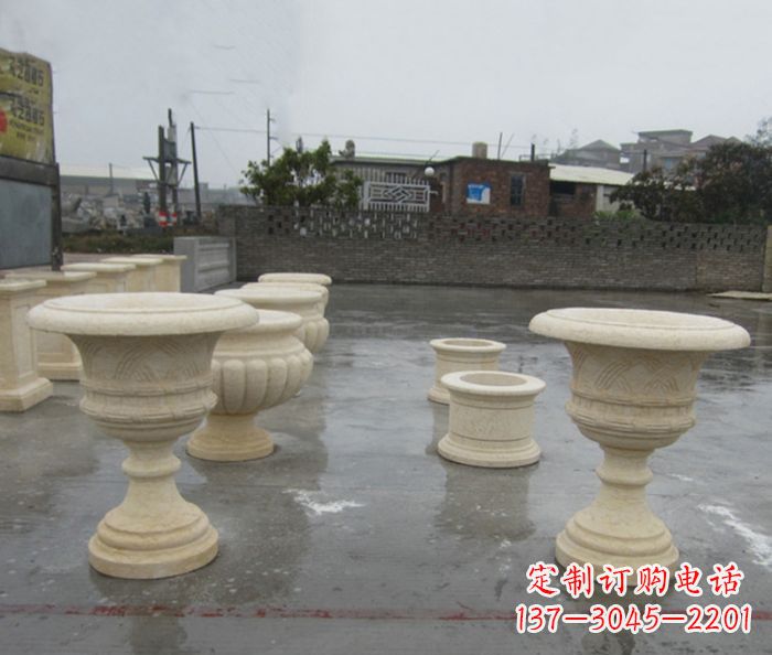 张掖完美绽放——大理石花盆石雕