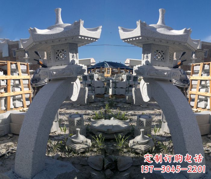 张掖精美大理石镂空石灯雕塑