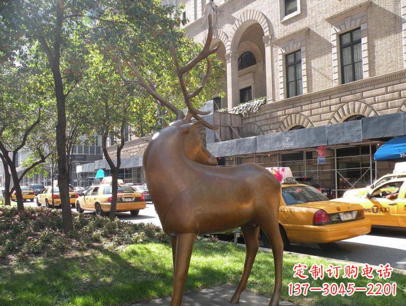 张掖公园梅花鹿景观铜雕