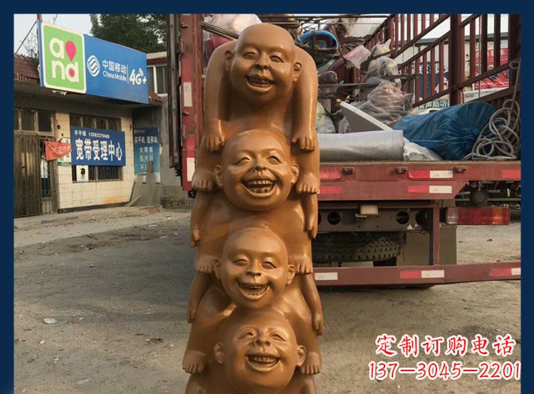张掖公园铜雕罗汉小和尚人物雕塑