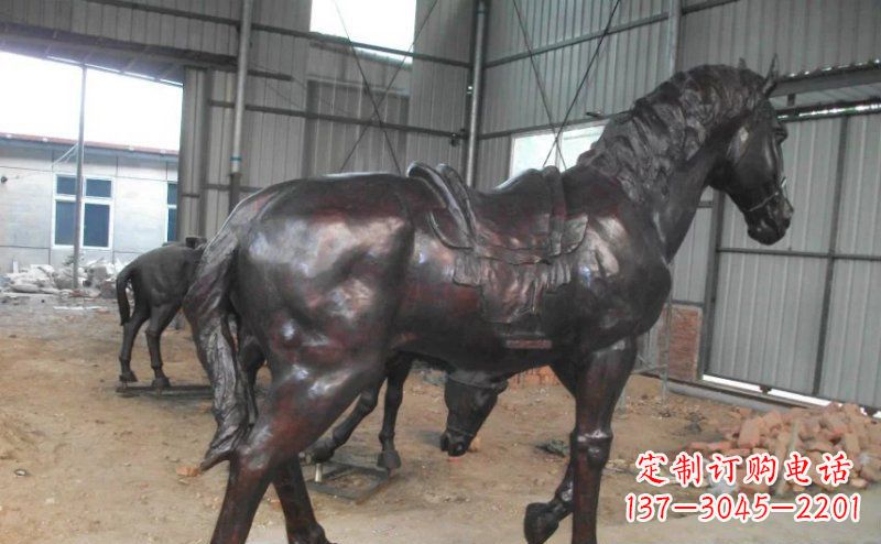 张掖公园铜马动物铜雕