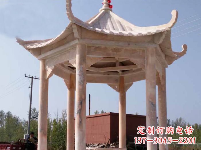 张掖红六角凉亭雕塑