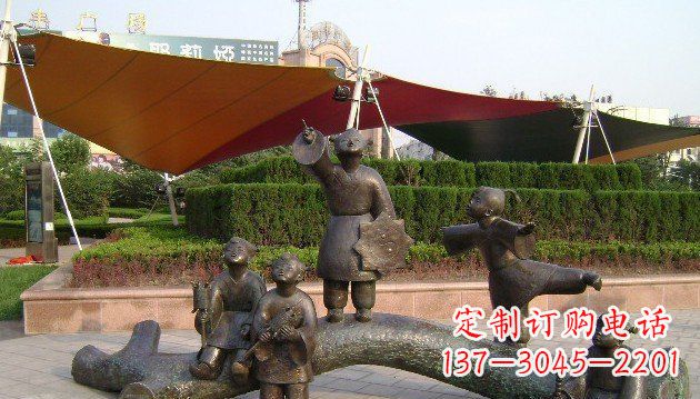 张掖装饰性的小孩放风筝铜雕