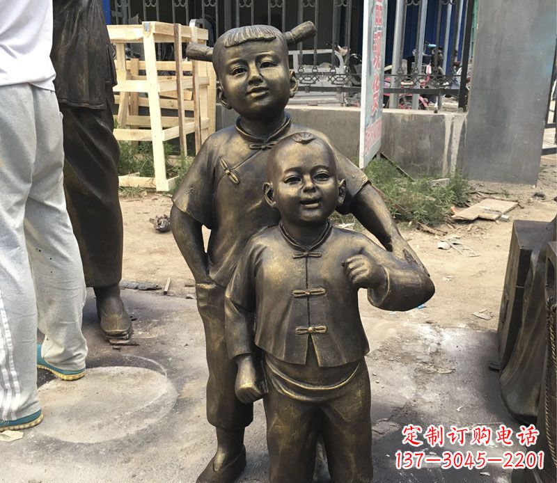 张掖中领雕塑纯手工古典儿童铜雕