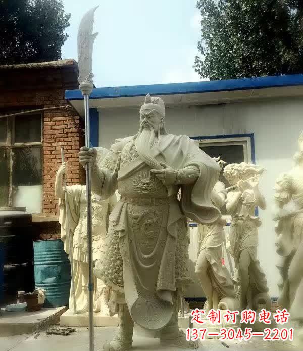 张掖中领雕塑古代关公石雕