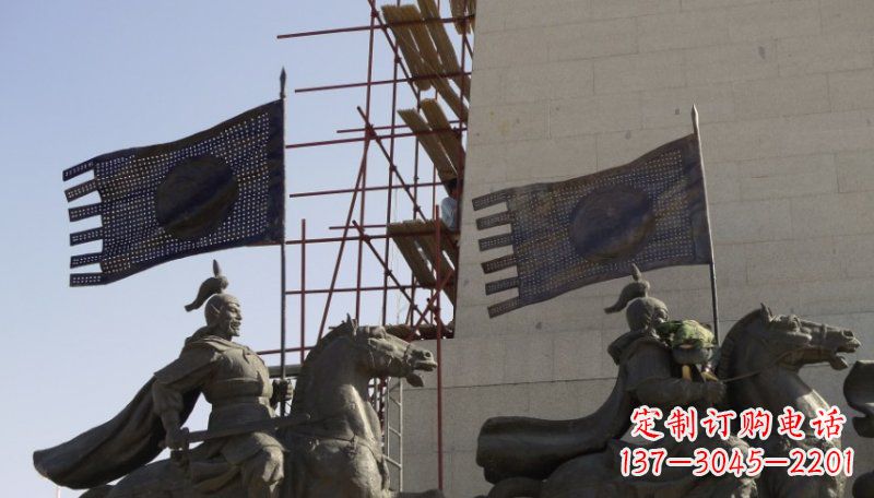 张掖古代将军景区铜雕