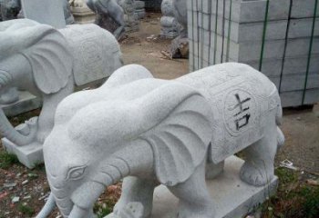 张掖吉祥大象石雕，象征家庭幸福