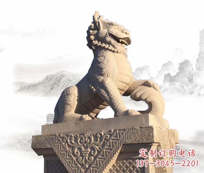 张掖精美古典大理石麒麟石雕