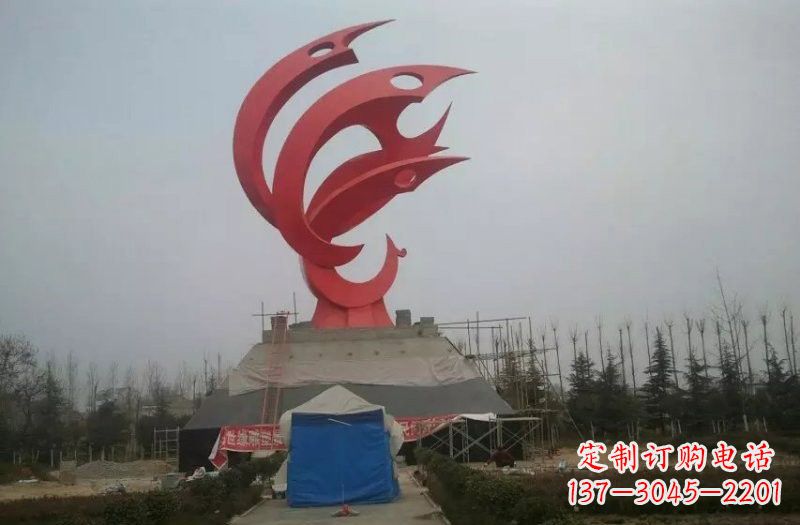 张掖广场不锈钢凤凰雕塑222