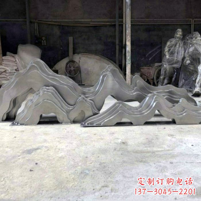 张掖精美大型不锈钢假山雕塑