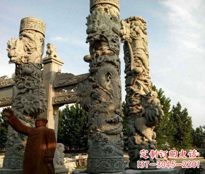 张掖中领雕塑推出的震撼龙柱大理石雕,是一种典…