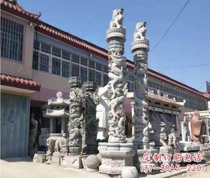 张掖品质考究的大理石龙柱石雕