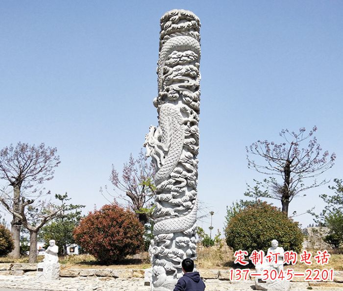 张掖广场景观大理石盘龙柱石雕