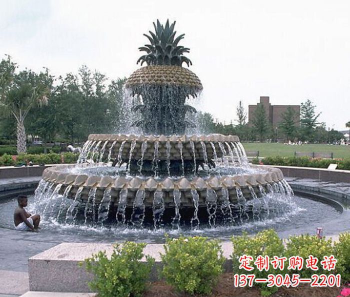 张掖广场景观大型菠萝喷泉石雕