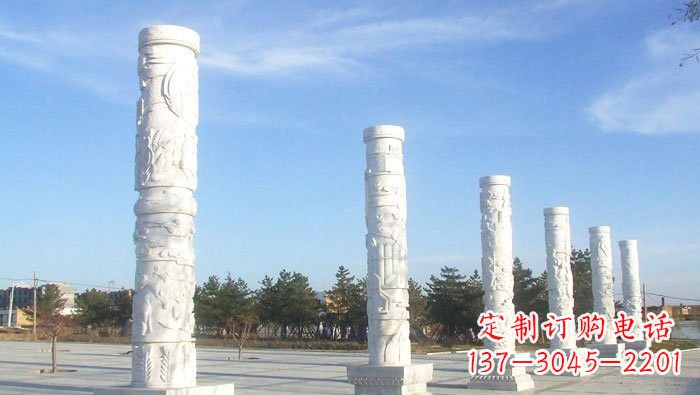张掖中国传统石雕:广场龙柱雕