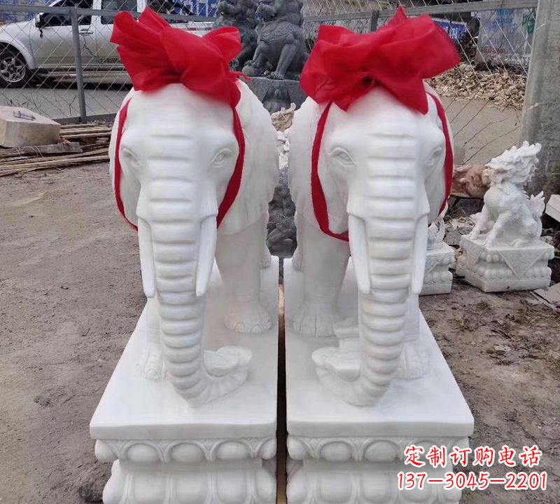 张掖中领雕塑象征意义深远的汉白玉大象石雕