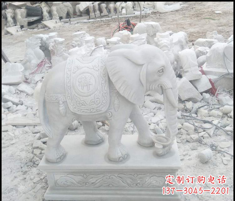张掖汉白玉吉祥大象雕塑