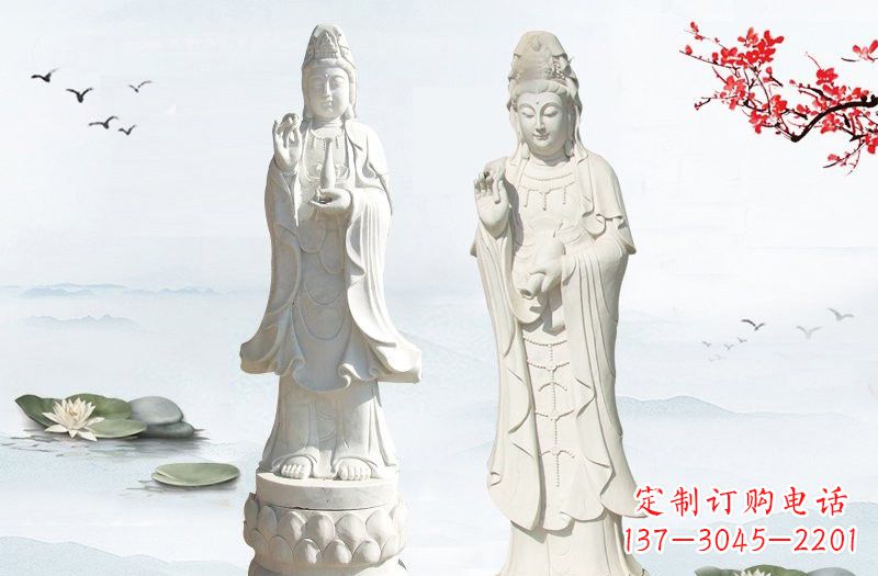 张掖象征慈悲的观音石雕