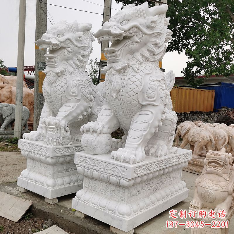 张掖汉白玉石雕麒麟