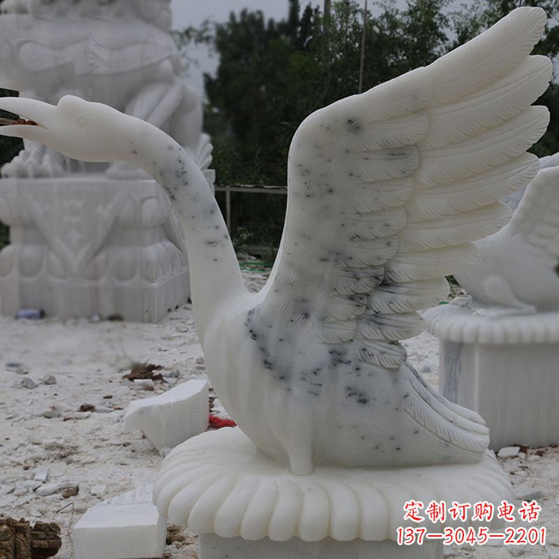 张掖汉白玉天鹅石雕,精美绝伦,令人叹为观止