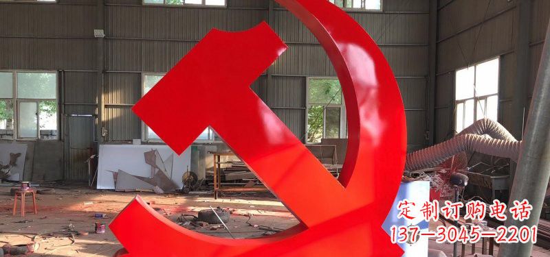 张掖河南不锈钢党徽雕塑,精致而完美