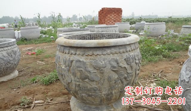 张掖荷花花盆公园景观石浮雕