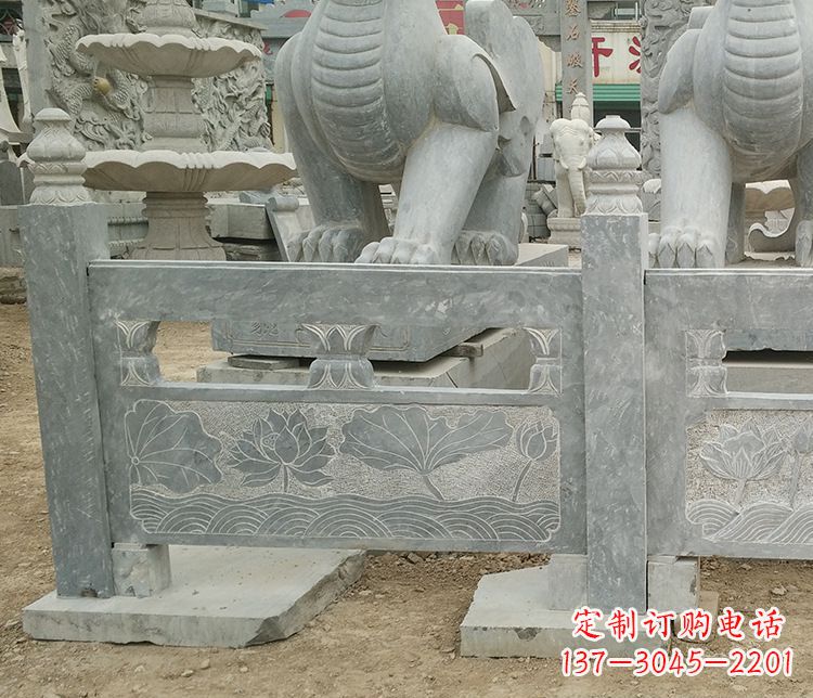 张掖荷花石浮雕仿古栏板石雕