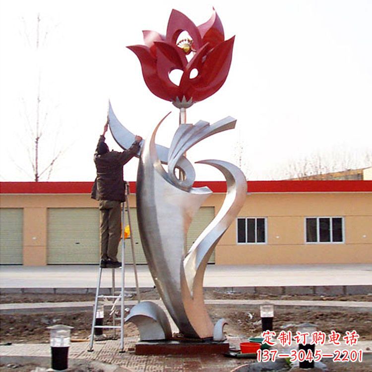 张掖高端定制玫瑰花不锈钢大型雕塑