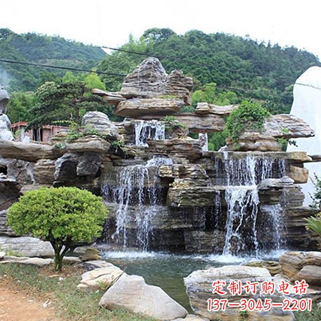 张掖领雕塑让您的景区更精彩——奇石流水假山雕塑
