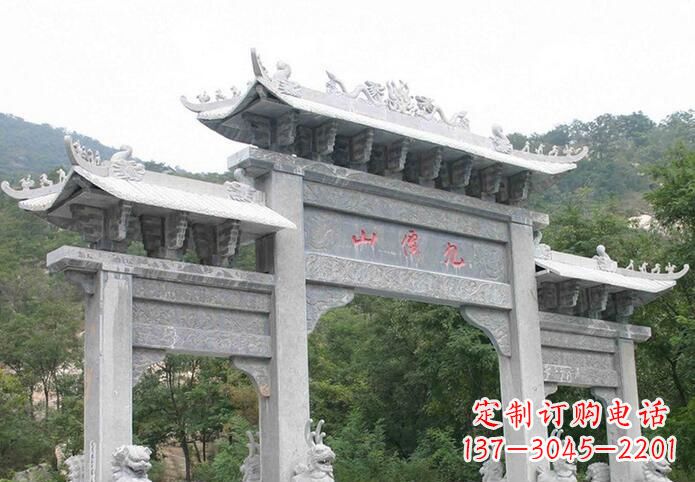 张掖三门仿古牌坊石雕，精美绝伦