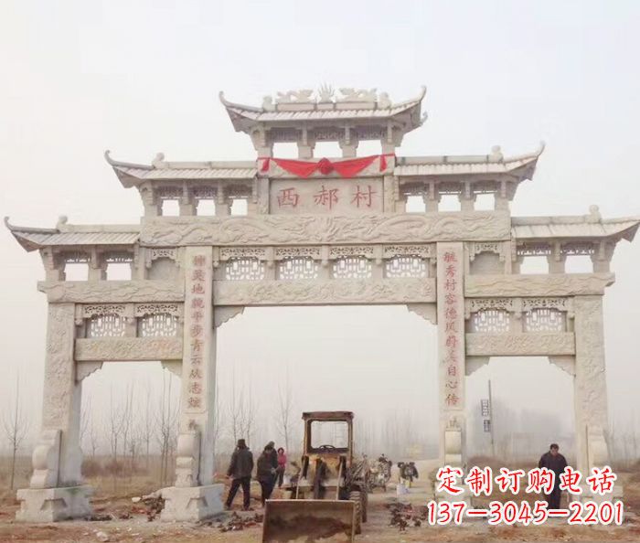 张掖高品质三门牌坊石雕