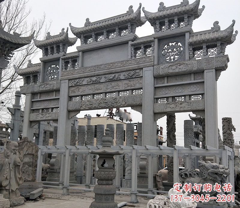 张掖京中领雕塑:牌坊石雕定制
